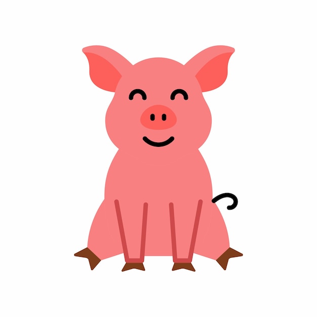 Cute little baby Pig. funny smiling animal. colored flat cartoon vector illustration.