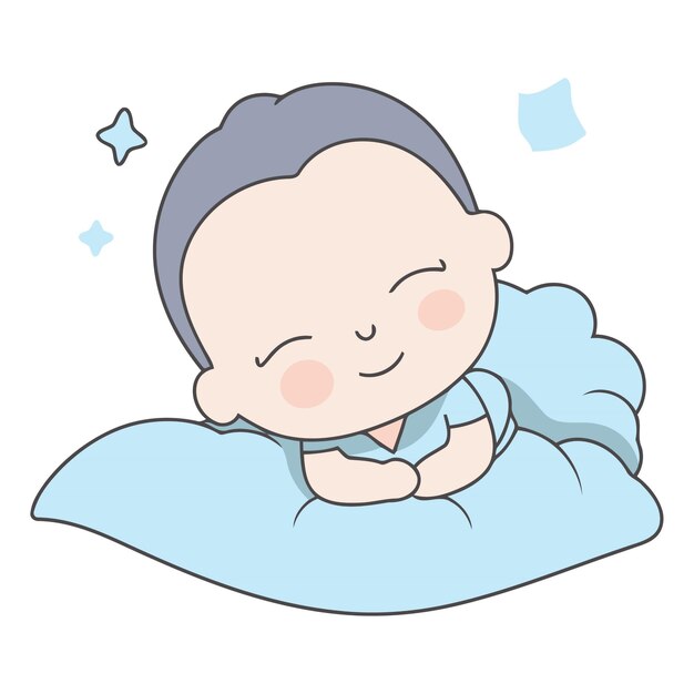 Cute little baby sleeping on a blue blanket