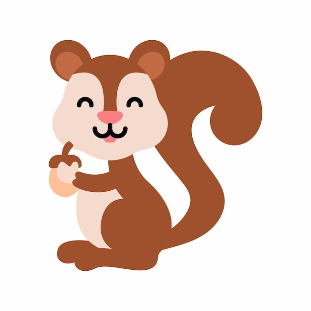 Cute little baby Squirrel. funny smiling animal. colored flat cartoon vector illustration.