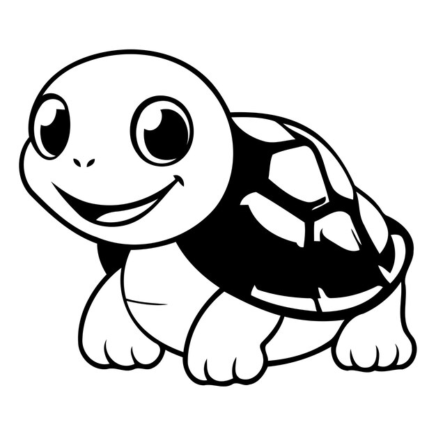 Vector cute little baby turtle vector illustration isolated on white background