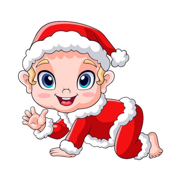 Cute little baby wearing santa clothes