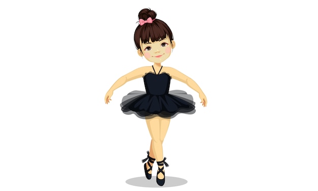 Cute little ballerina girl in black tutu dress