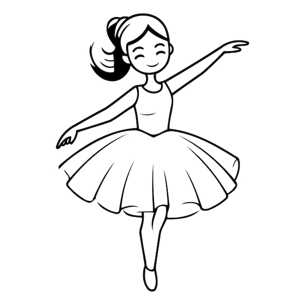 Cute little ballerina in a white tutu Vector illustration