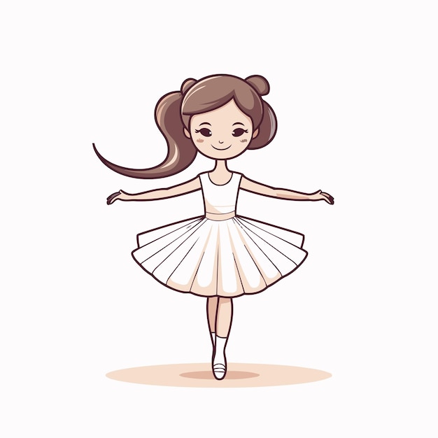 Vector cute little ballerina in white tutu vector illustration