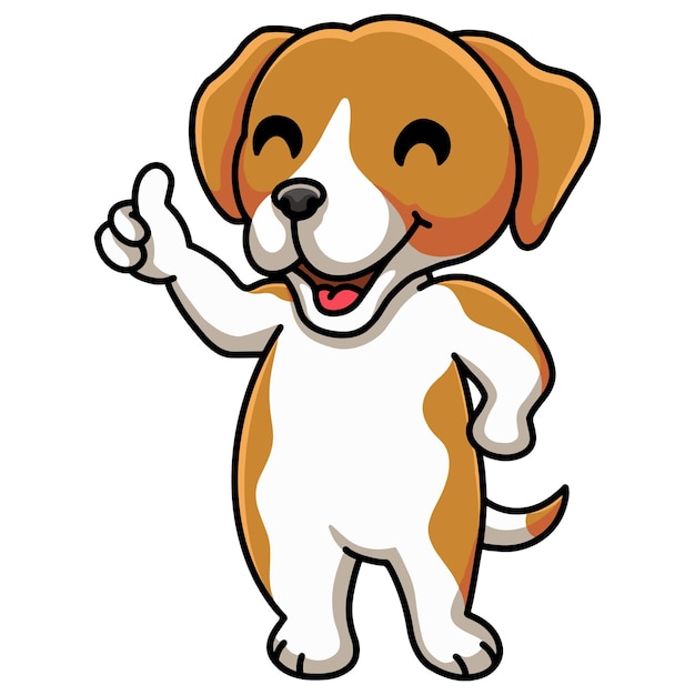 Simpatico cartone animato di cane beagle che dà pollice in su
