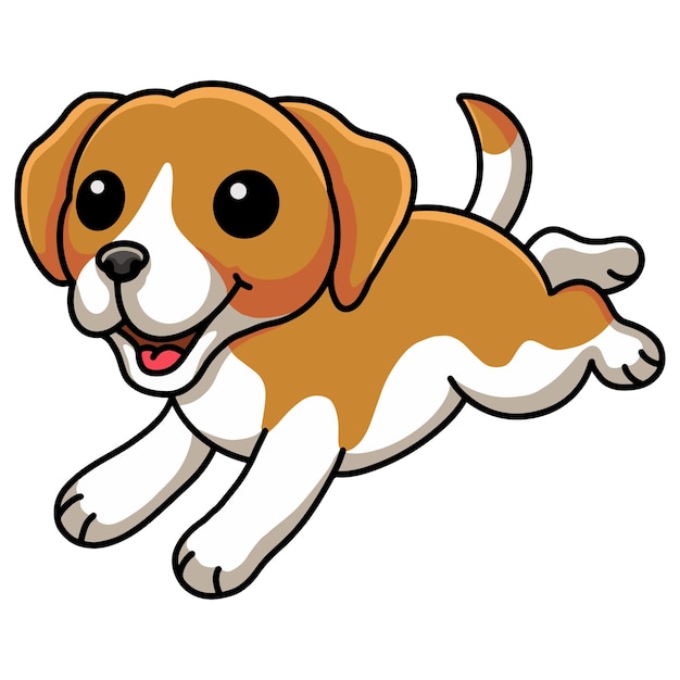 Carino piccolo cane beagle cartone animato in esecuzione