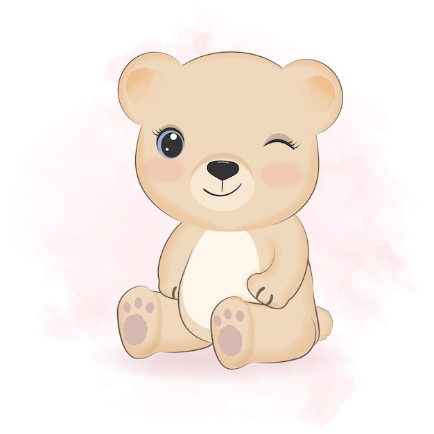 Cute little bear cartoon illustration