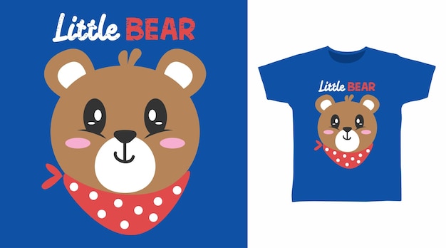 Cute little bear cartoon tee designs concept