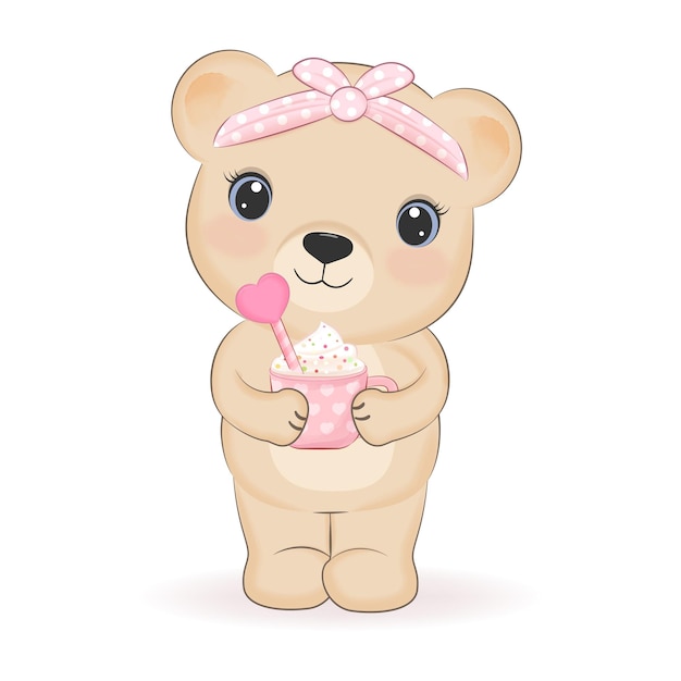 Simpatico orsetto e cuore il giorno di san valentino concept