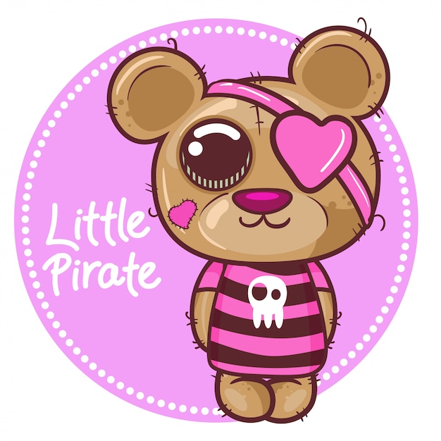 Cute little bear pirate vector