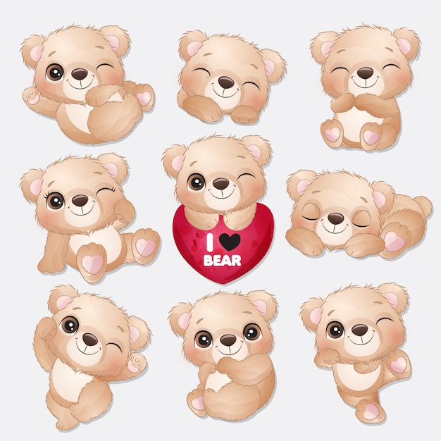 Cute little bear poses collection