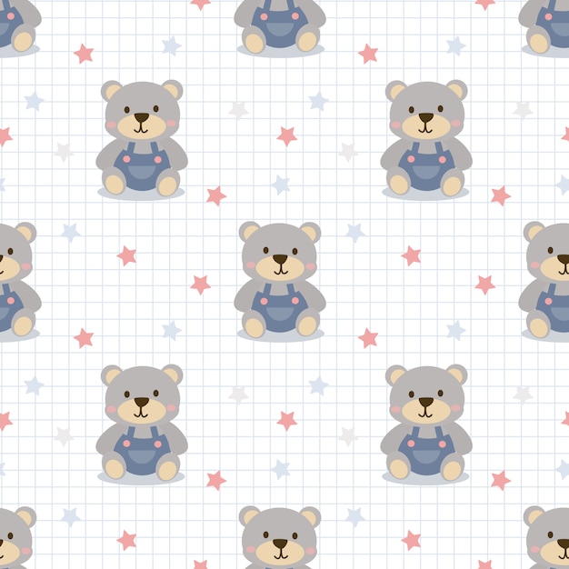 Cute little bear seamless pattern