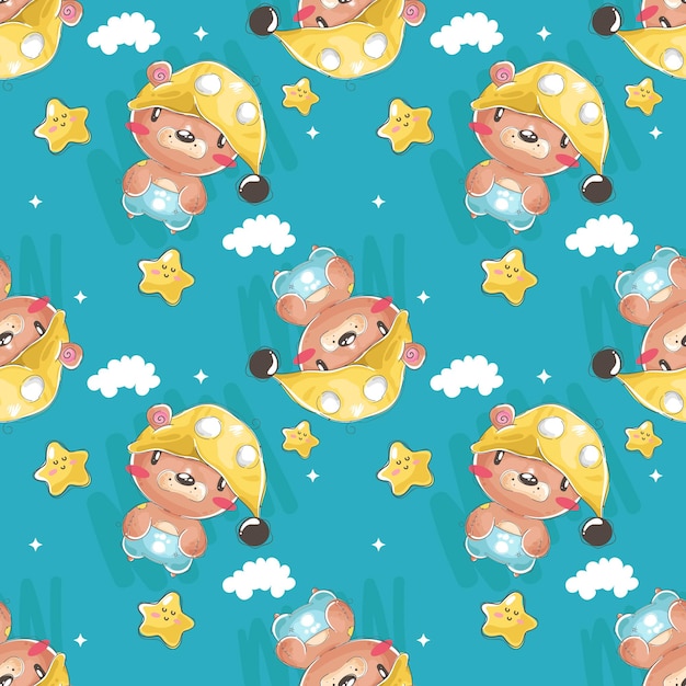 Cute little bear with stars for pattern