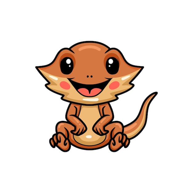 Vector cute little bearded dragon cartoon sitting