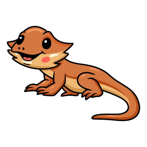 Vector cute little bearded dragon cartoon