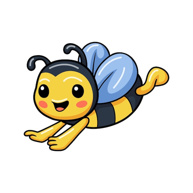 Cute little bee cartoon flying