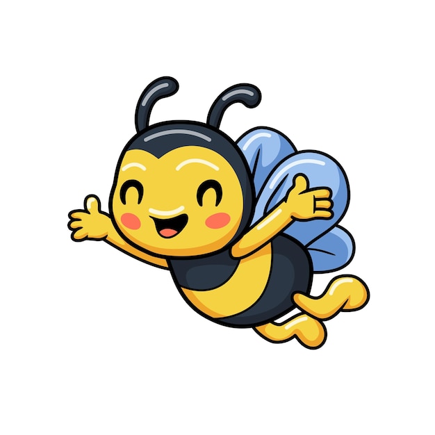 Cute little bee cartoon flying