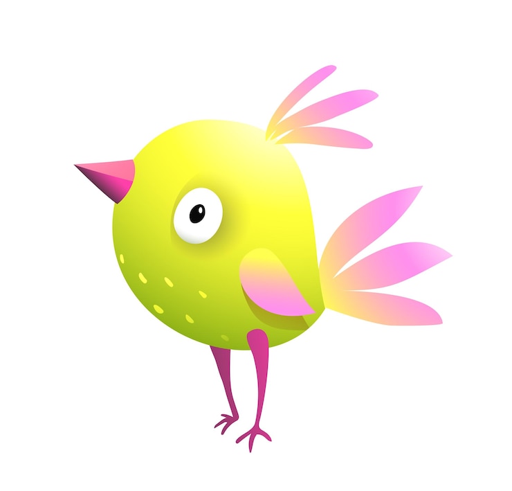 Vector cute little bird funny birdie mascot for kids