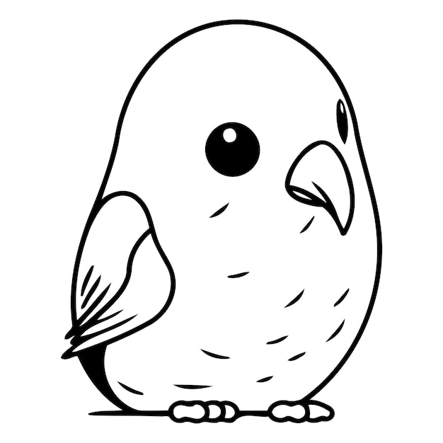 Cute little bird isolated on white background Cartoon vector illustration