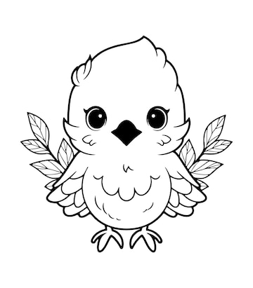 Premium Vector  Funny little bird coloring page for kids