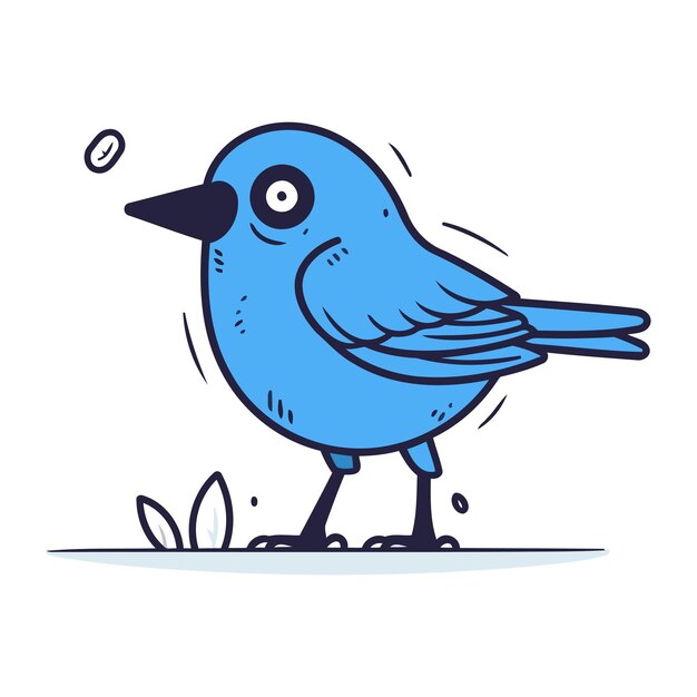 Vector cute little bird vector illustration in doodle style