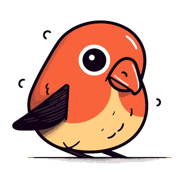 Cute little bird on white background vector illustration in cartoon style