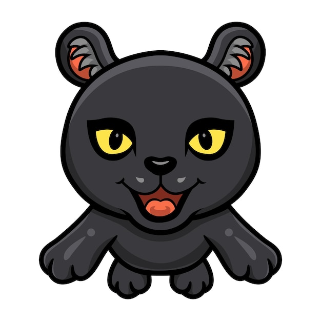 Cute little black panther cartoon jumping