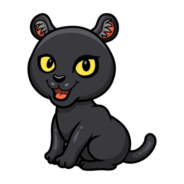 Cute little black panther cartoon