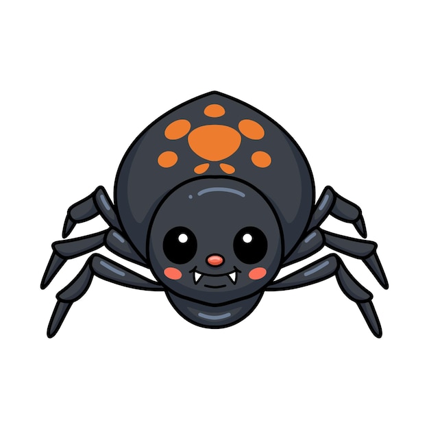 Cute little black spider cartoon