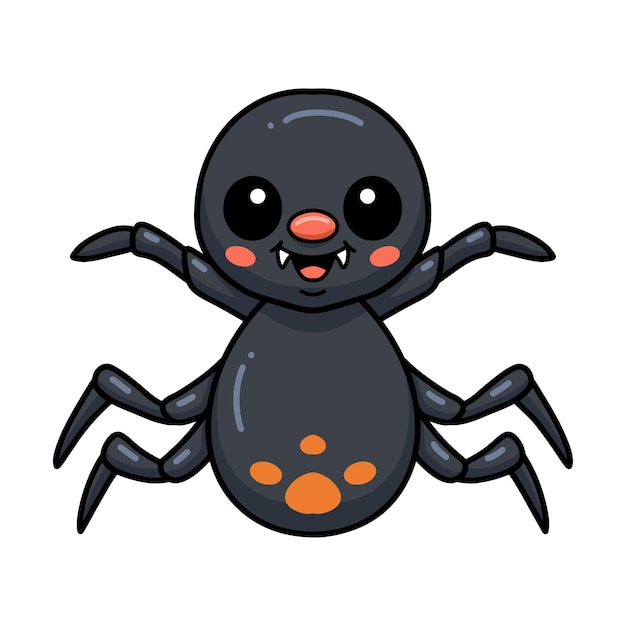 Cute little black spider cartoon