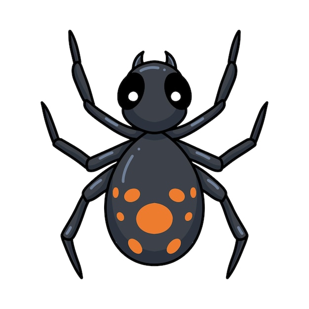 Cute little black spider cartoon