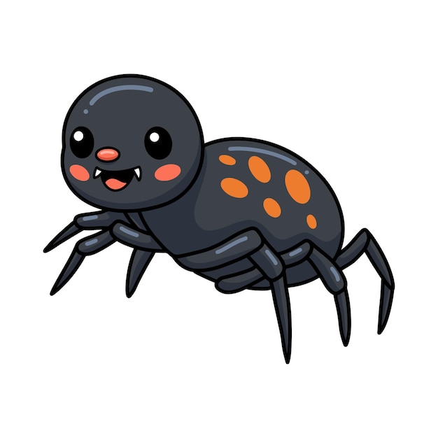 Cute little black spider cartoon