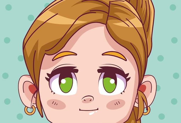 Cute little blond girl comic manga character  illustration 