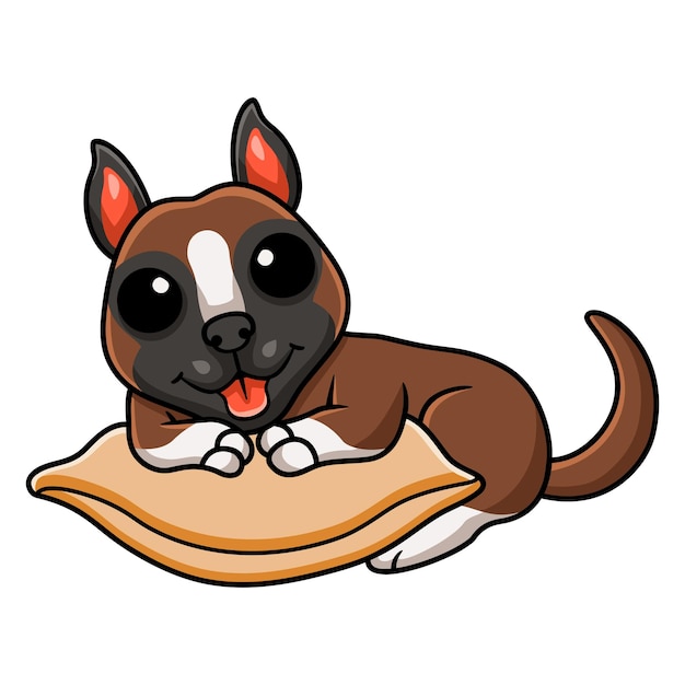 Cute little boxer dog cartoon on the pillow