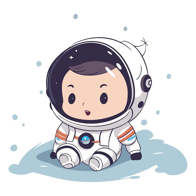 Cute little boy in astronaut costume on white background