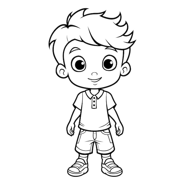 Vector cute little boy cartoon isolated on white background