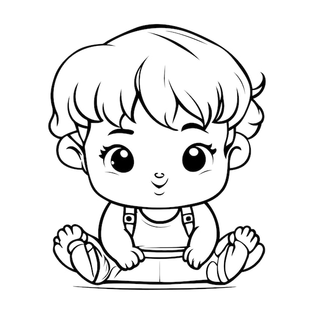 Cute Little Boy Cartoon Mascot Character Vector Illustration