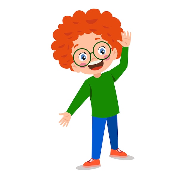 Vector cute little boy cartoon posing