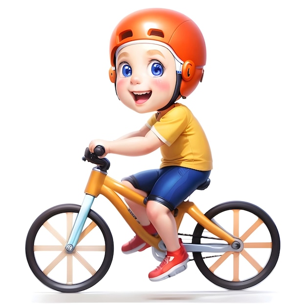 Cute Little Boy Cartoon Riding Bicycle Vector