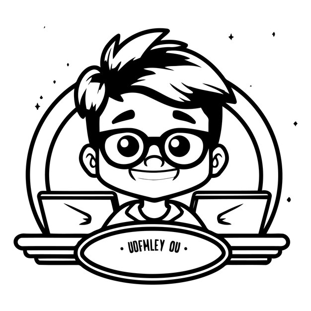 Cute little boy cartoon vector illustration cute boy with glasses