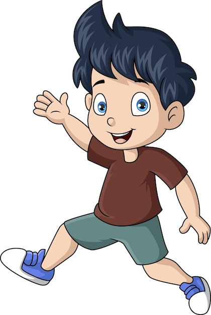 Vector cute little boy cartoon on white background