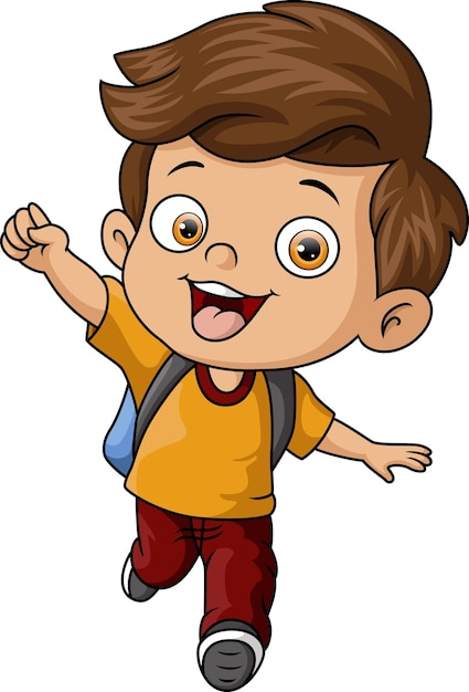 Cute little boy cartoon with backpack