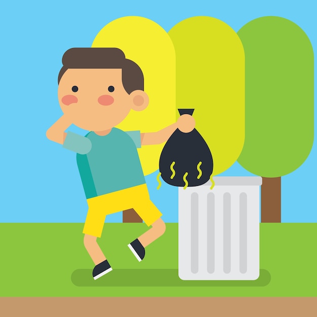 Cute little boy doing a house-core activities. Cleaning habit poster for children