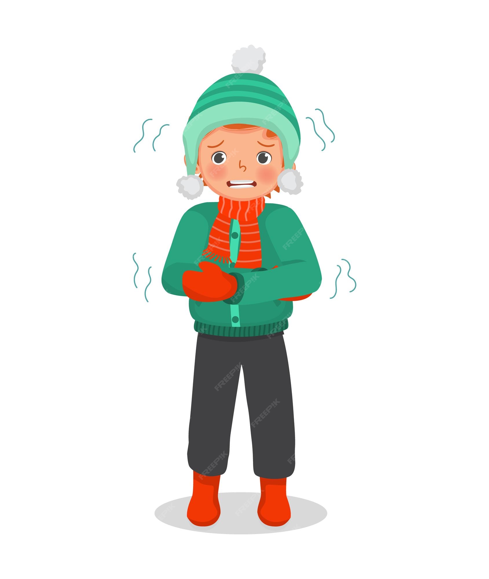 Premium Vector | Cute little boy feeling cold trembling wear warm winter clothes Premium Vector | Cute little boy feeling cold trembling wear warm winter clothes