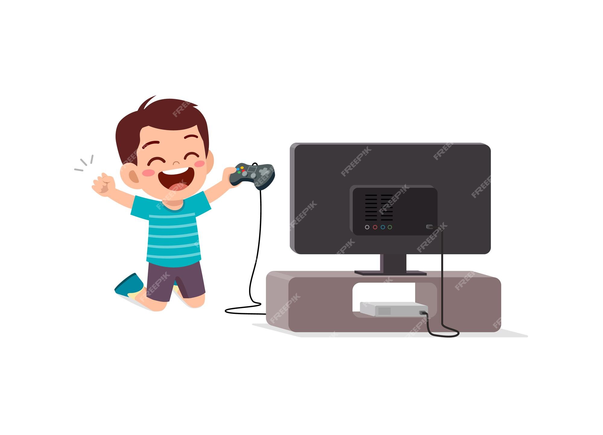 Premium Vector  Teenager boy child playing online video game on computer  isolated flat cartoon character in