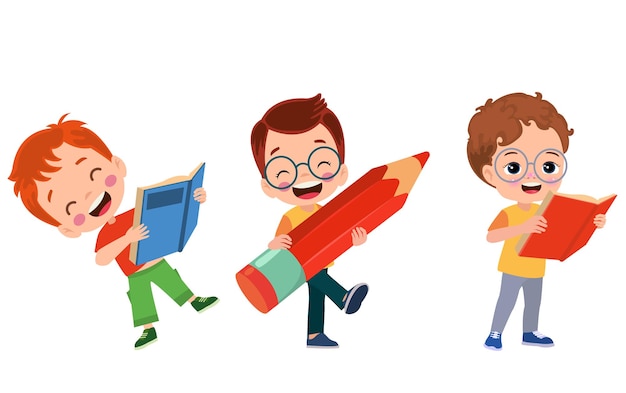 可愛い小さな男の子が絵本を読んでいる