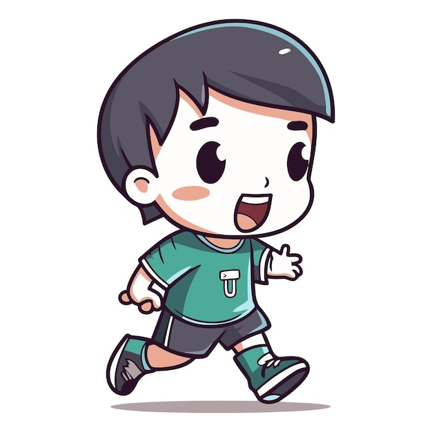 Cute little boy running cartoon vector illustrationaaa