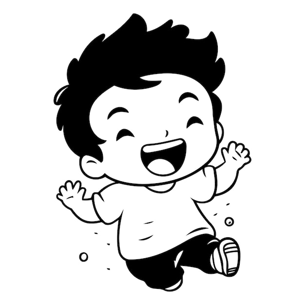 Cute little boy running and smiling Vector clip art illustration