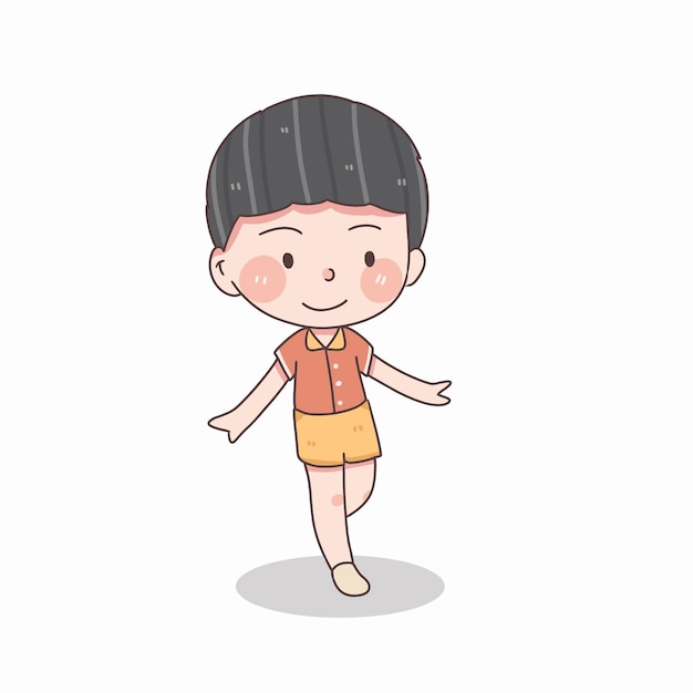 Cute little boy walking vector and illustration