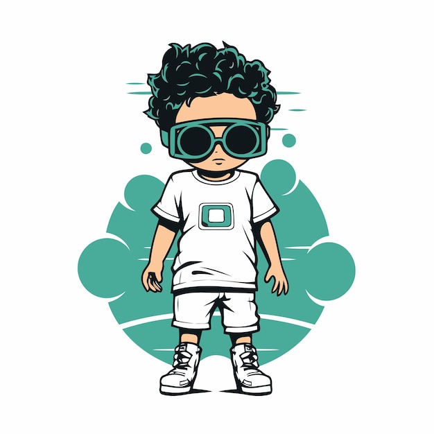 Vector cute little boy wearing aviator goggles vector illustration for your design